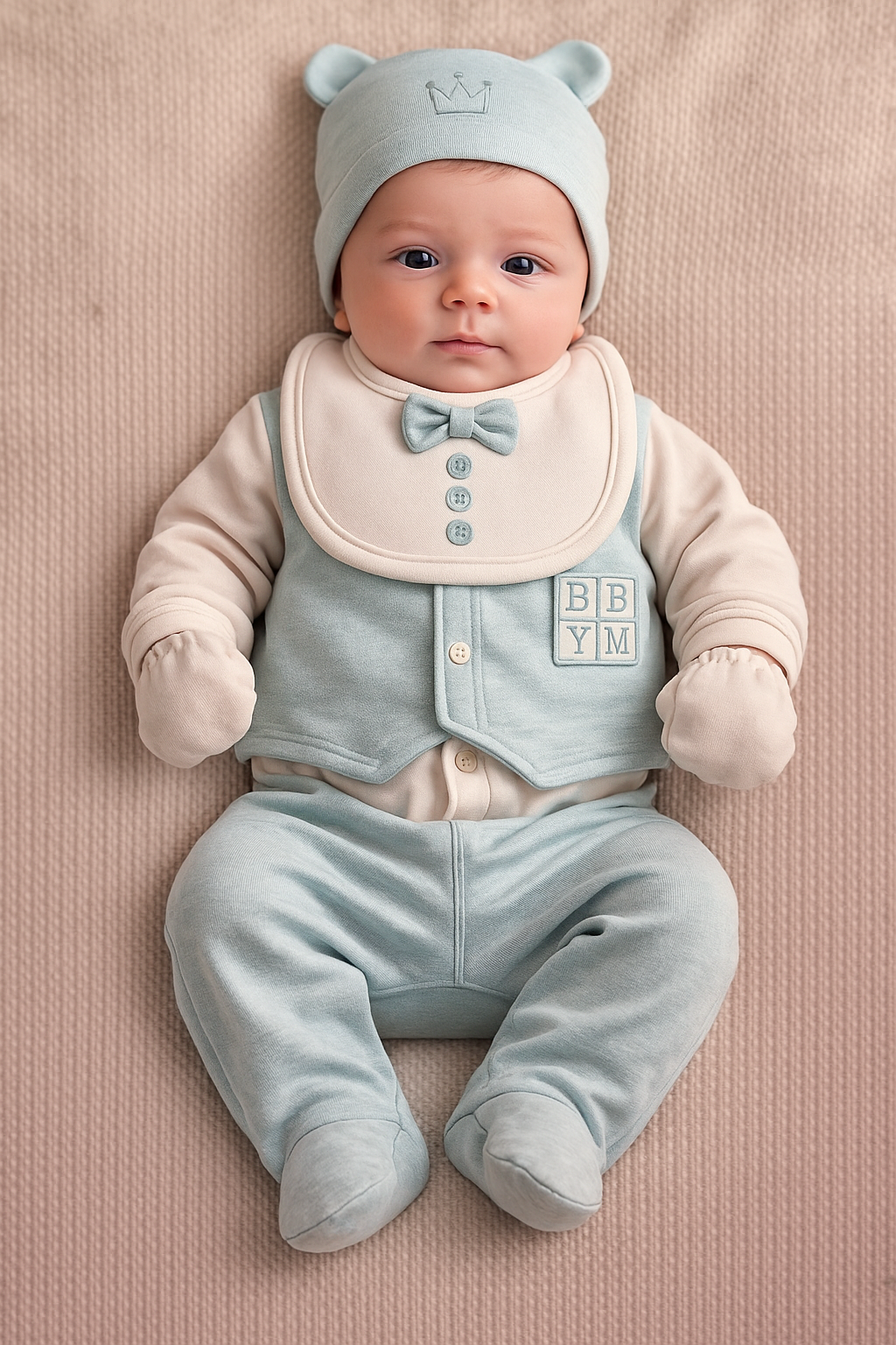 Papyon Detaylı Erkek Bebek Yenidoğan Set